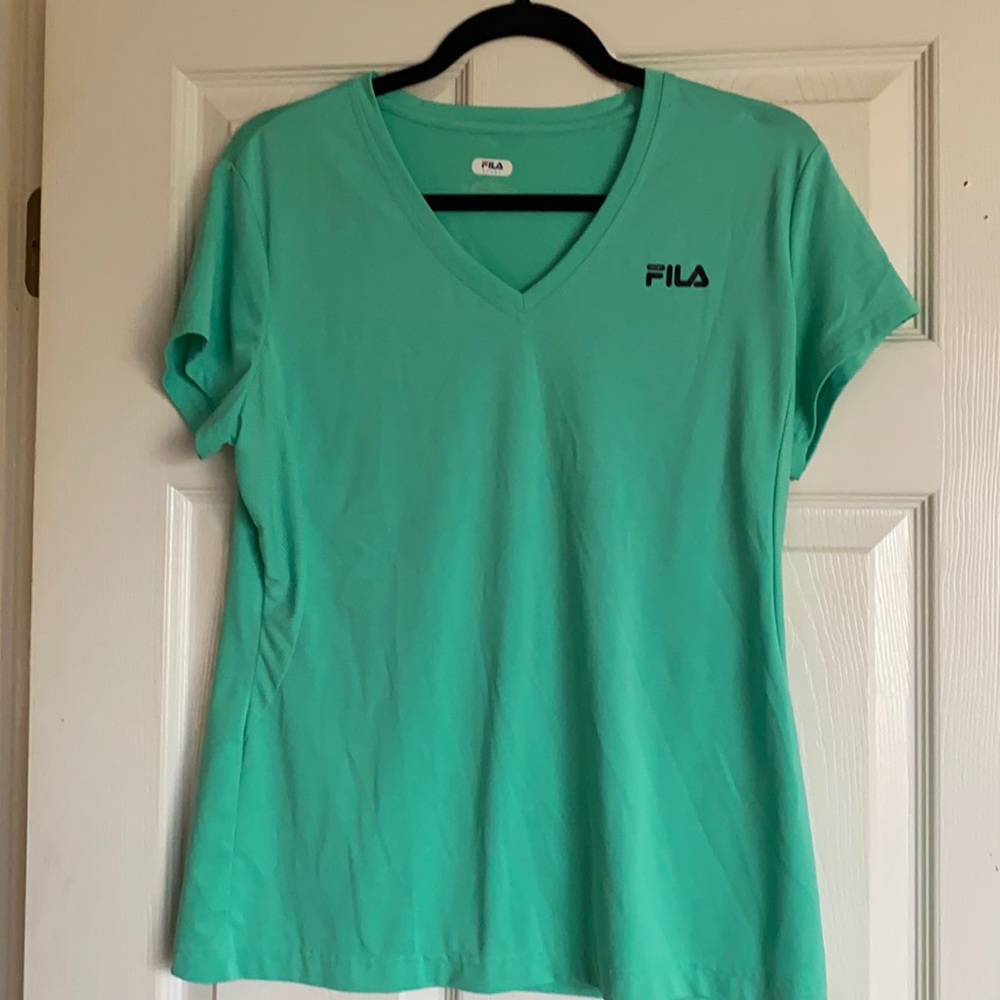 🌸FILA mint green top Short Sleeves